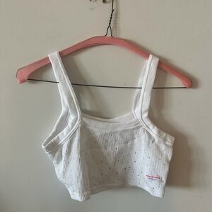 Alexander Wang White Textured Top with Silver Accents